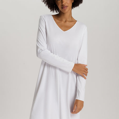 Cotton Silk V-Neck Cotton Nightgown | White 74815-101