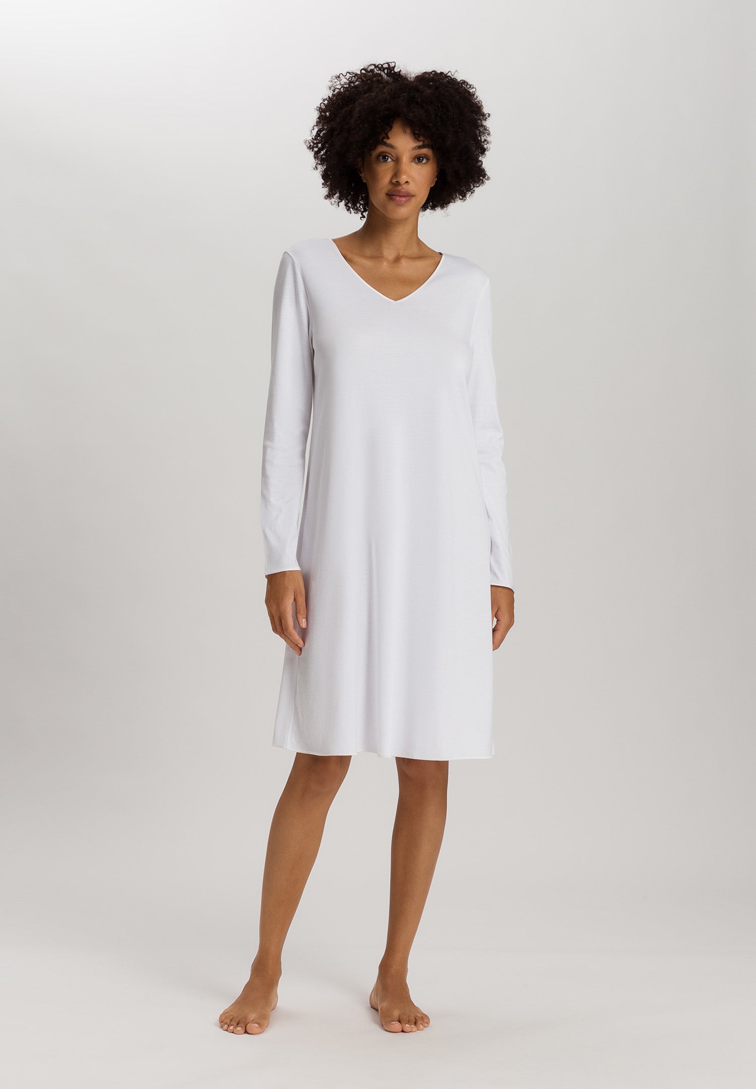 Cotton Silk V-Neck Cotton Nightgown | White 74815-101