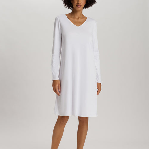 Cotton Silk V-Neck Cotton Nightgown | White 74815-101