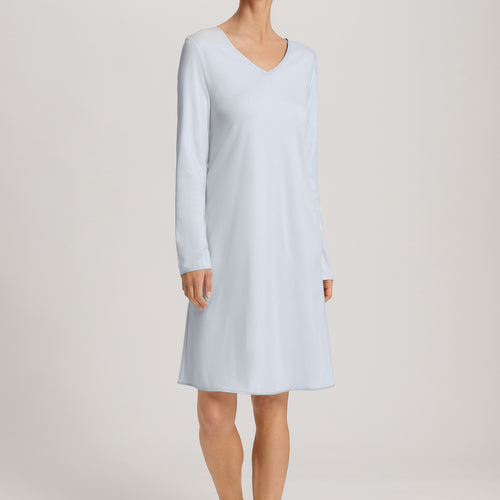 Cotton Silk V-Neck Cotton Nightgown | Powder Blue 74815-2512