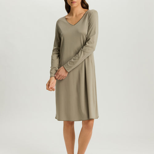 Cotton Silk V-Neck Cotton Nightgown | Silver Sage 74815-2651