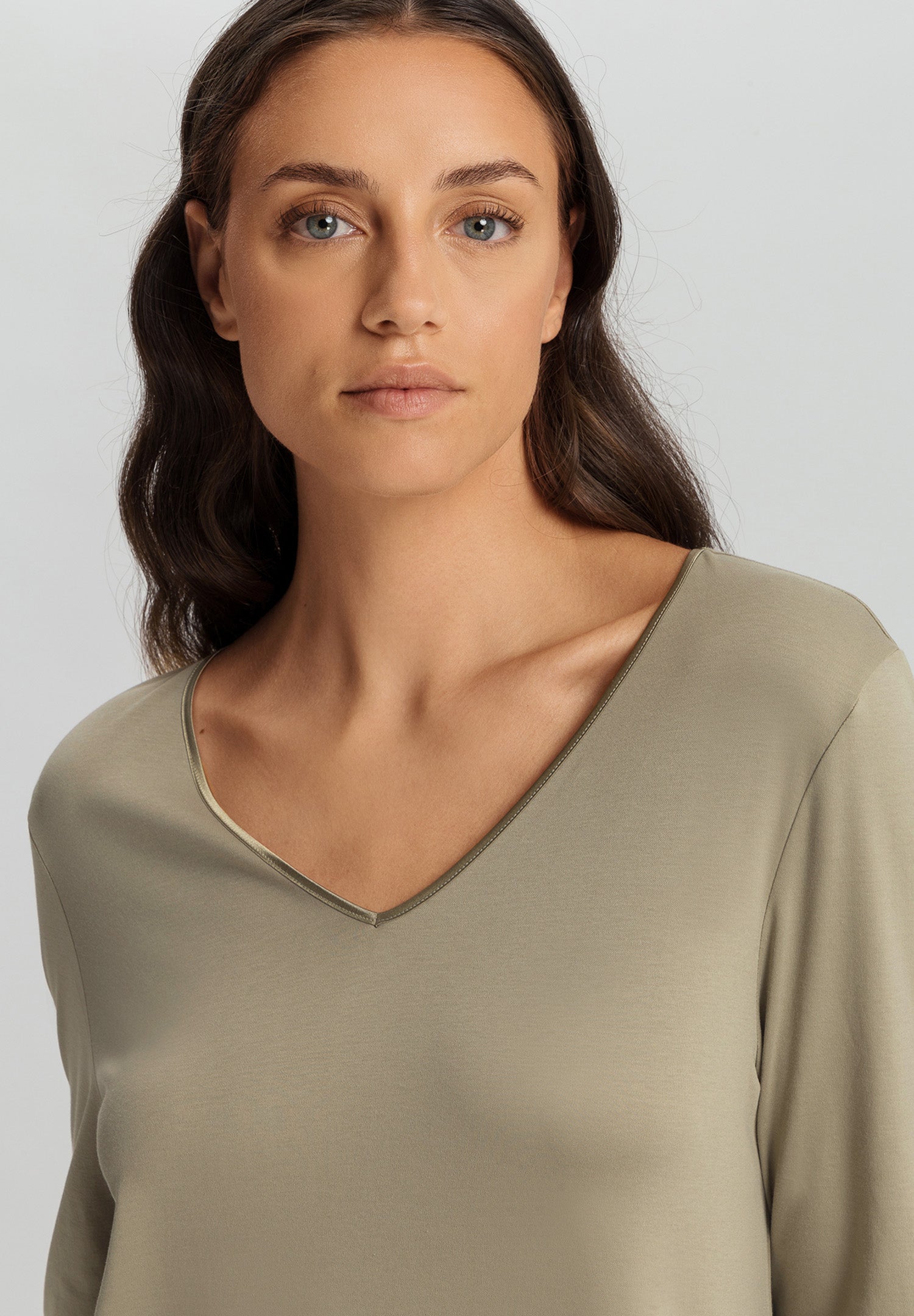 Cotton Silk V-Neck Cotton Nightgown | Silver Sage 74815-2651