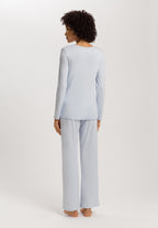 Cotton Silk V-Neck Cotton Pajama Set | Powder Blue 74816-2512