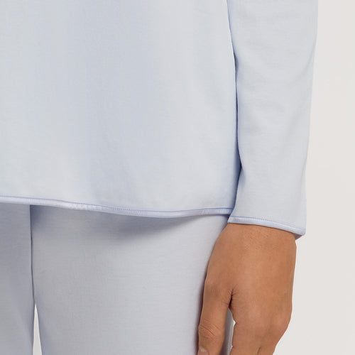 Cotton Silk V-Neck Cotton Pajama Set | Powder Blue 74816-2512