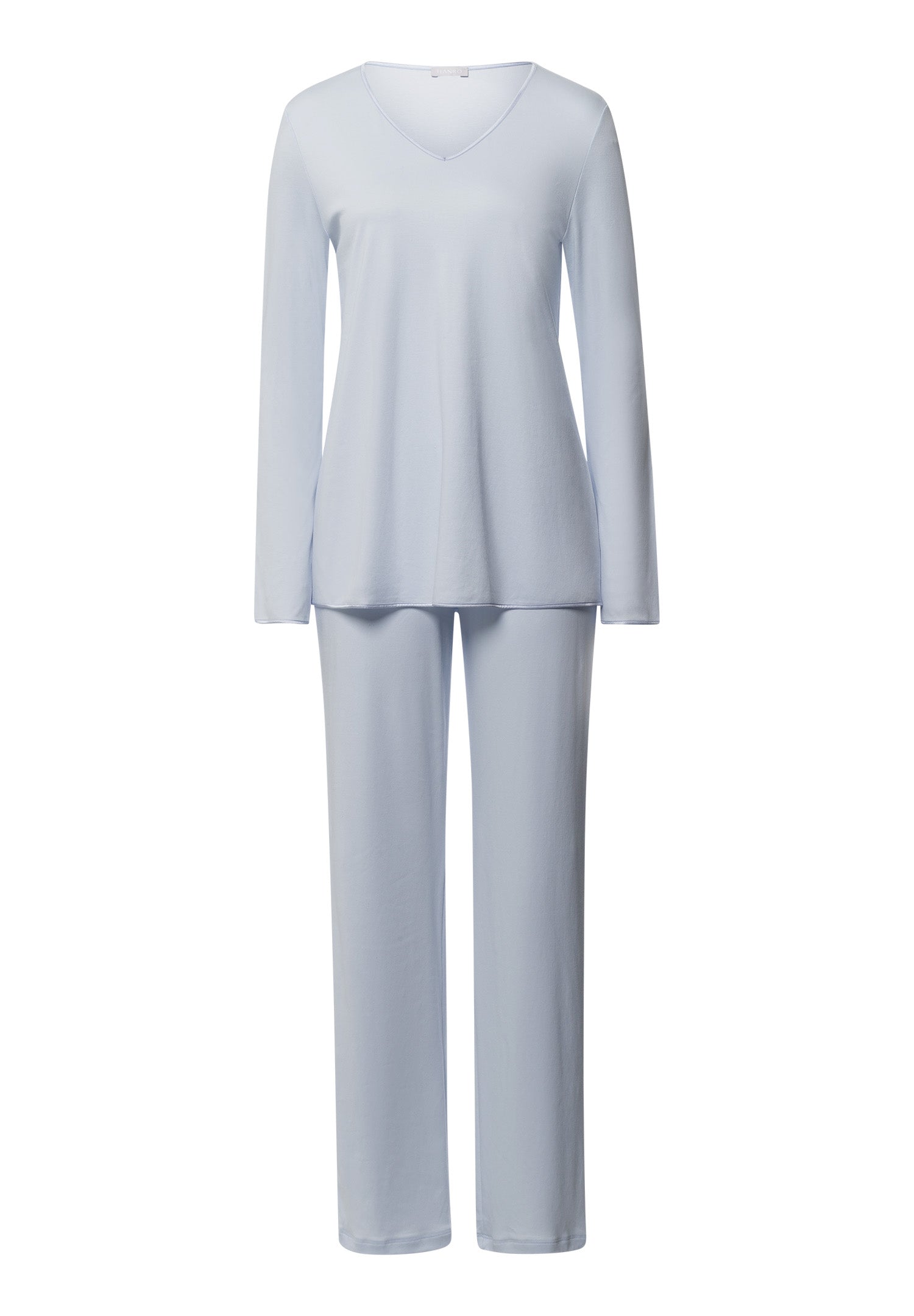 Cotton Silk V-Neck Cotton Pajama Set | Powder Blue 74816-2512