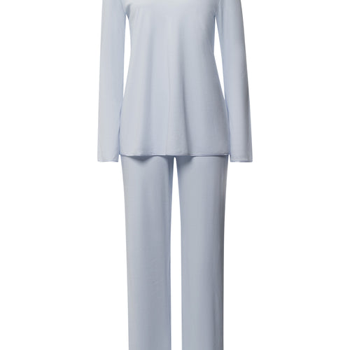 Cotton Silk V-Neck Cotton Pajama Set | Powder Blue 74816-2512