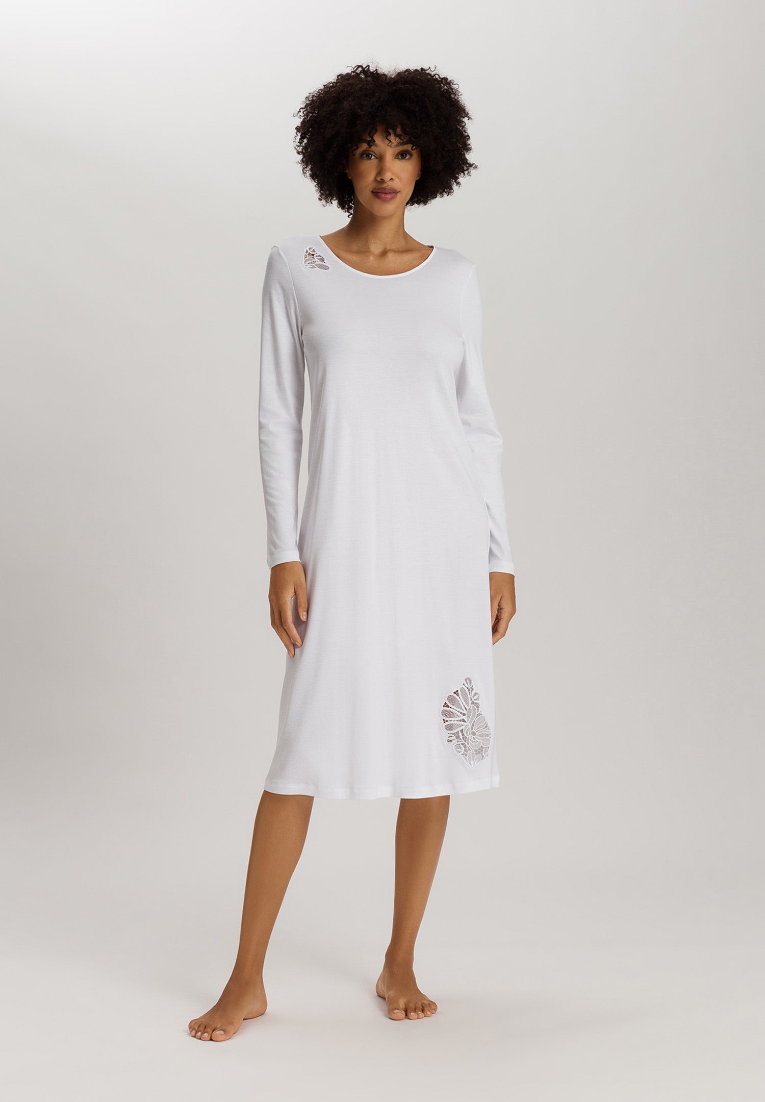 Belina Round Neck Cotton Nightgown | White 74824-101