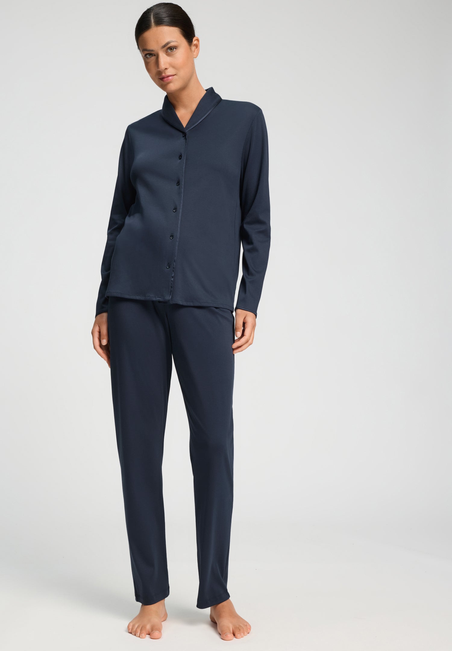 Cotton Silk L/Slv Button Front Pajama | Deep Navy 74828-1610