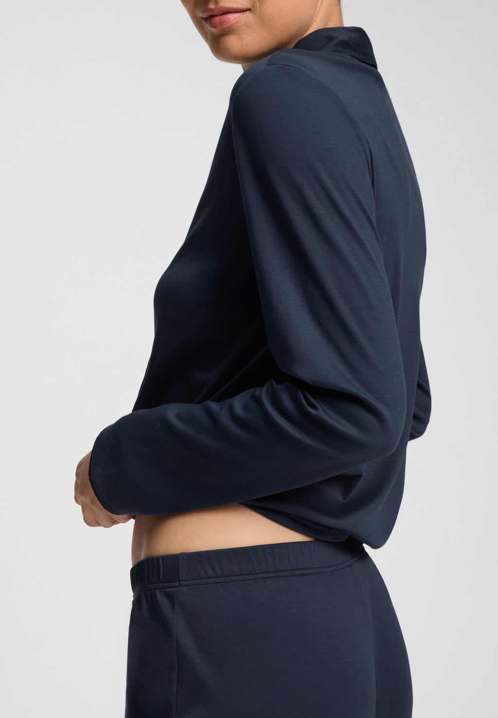 Cotton Silk L/Slv Button Front Pajama | Deep Navy 74828-1610