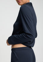 Cotton Silk L/Slv Button Front Pajama | Deep Navy 74828-1610