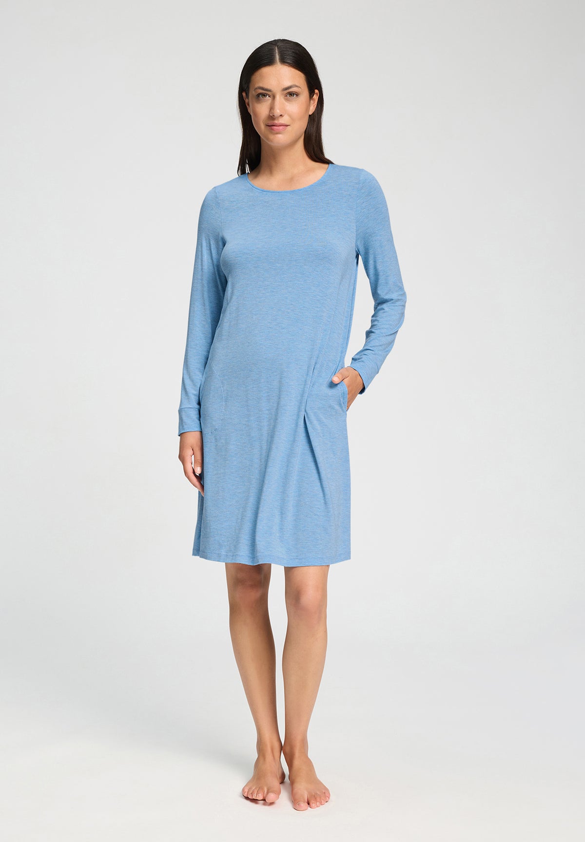 Natural Elegance Soft Jersey Nightgown | Bluebird Melange 74831-3160