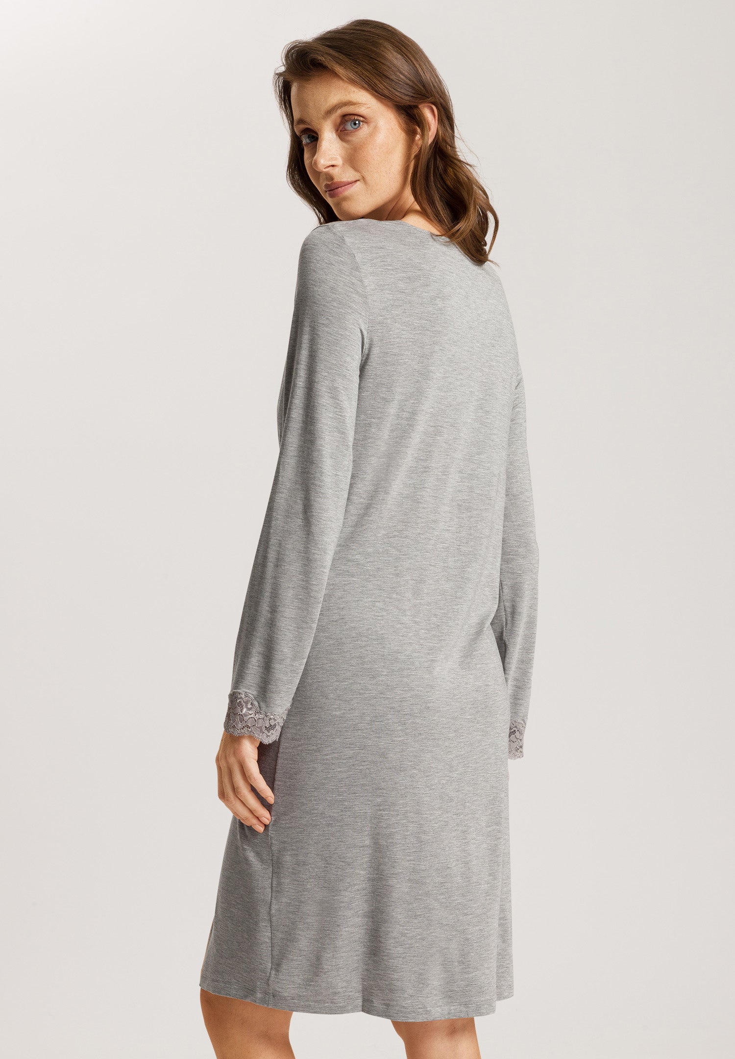 74832 Natural Elegance Long Sleeve Nightgown 100cm - 958 Grey Melange