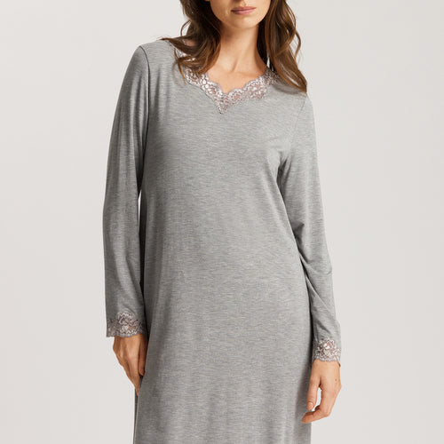 74832 Natural Elegance Long Sleeve Nightgown 100cm - 958 Grey Melange