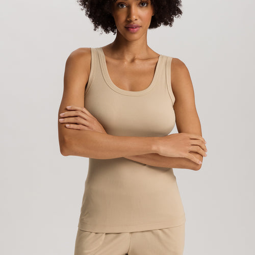 Sleep And Lounge Ribbed Cotton Tank Top | Iced Cappuccino 74841-2846