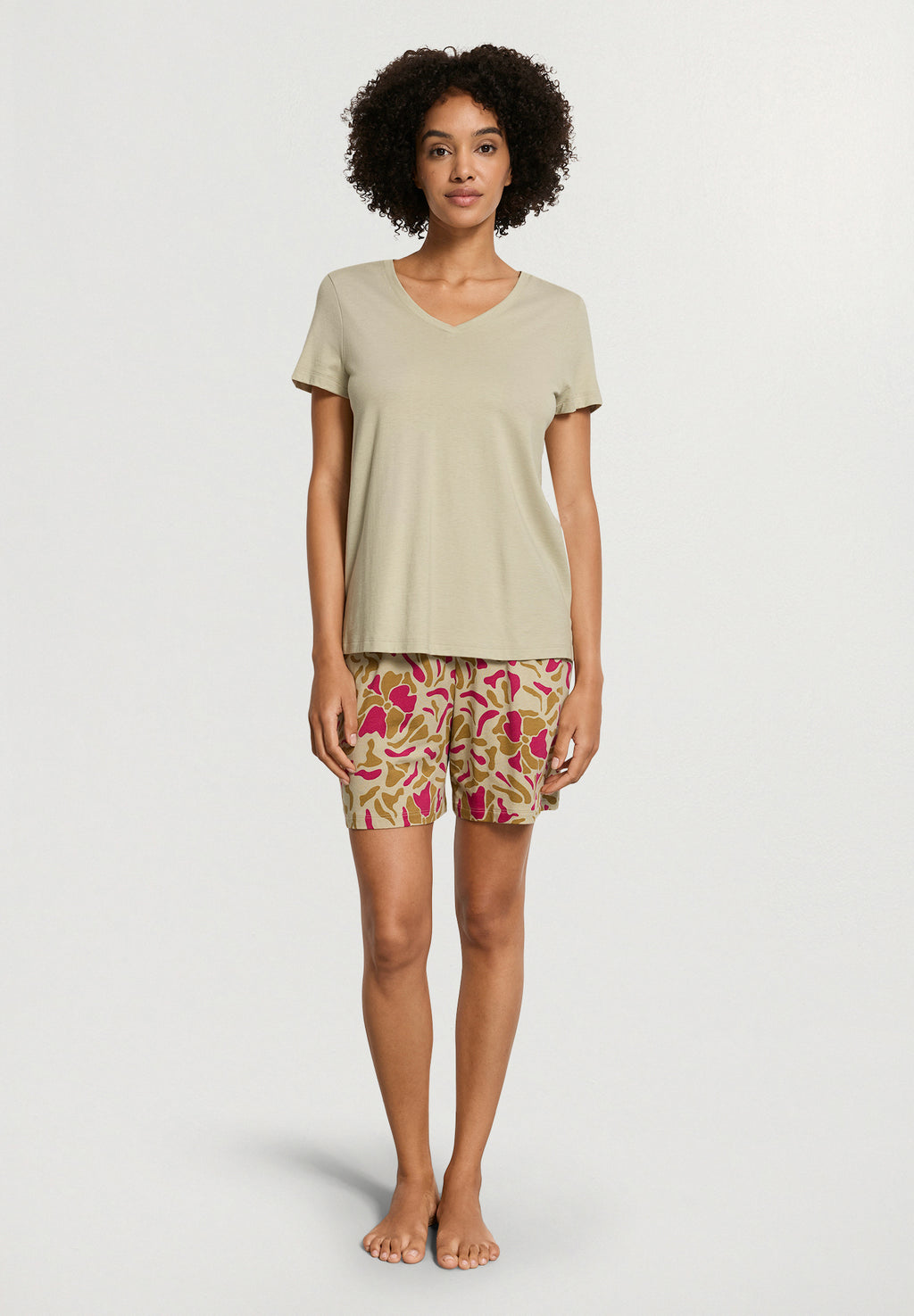 Sleep And Lounge Relaxed V-Neck T-Shirt | Olive Stem 74842-2661