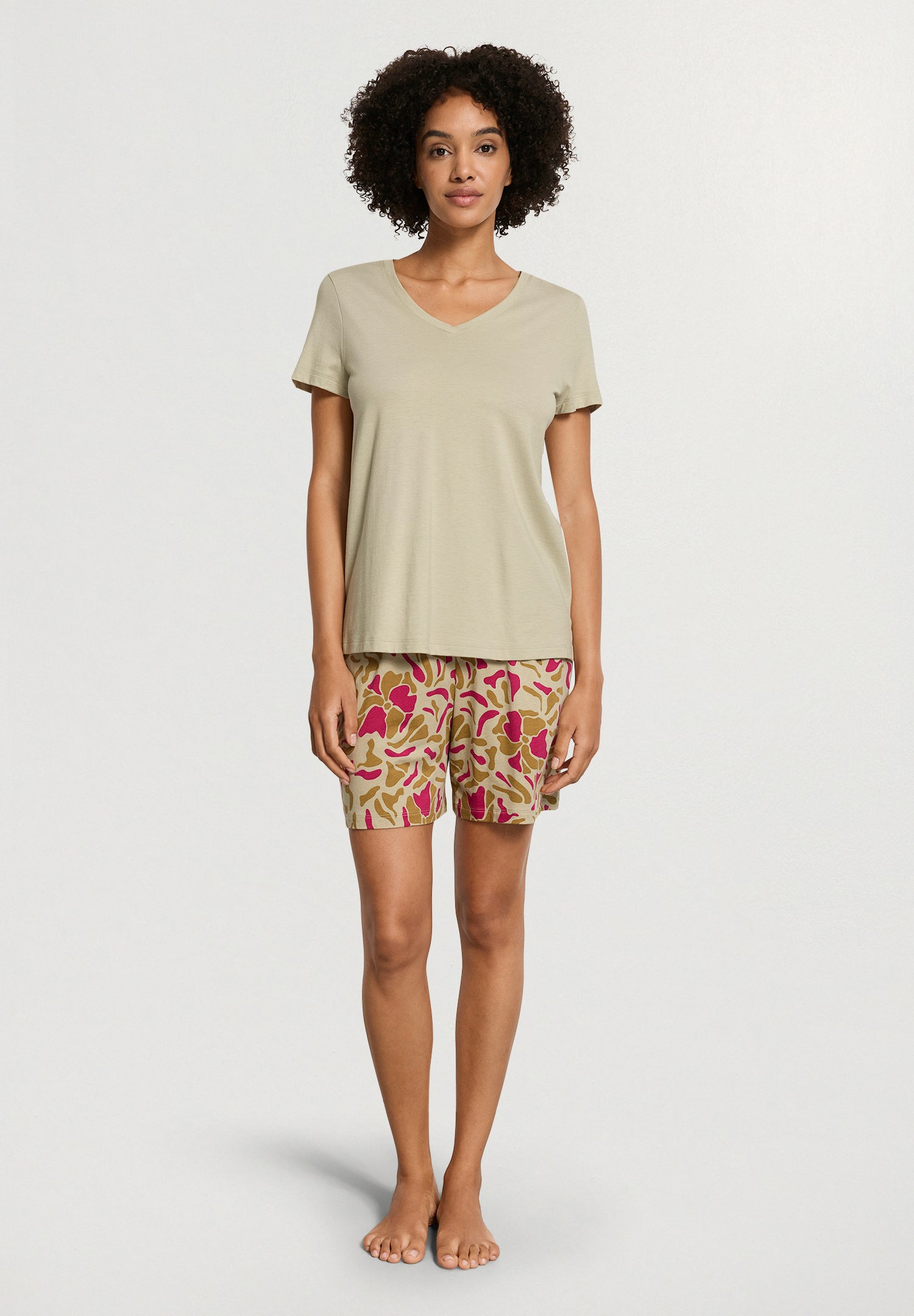 Sleep And Lounge Relaxed V-Neck T-Shirt | Olive Stem 74842-2661