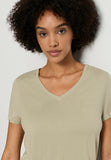 Sleep And Lounge Relaxed V-Neck T-Shirt | Olive Stem 74842-2661