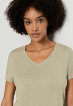 Sleep And Lounge Relaxed V-Neck T-Shirt | Olive Stem 74842-2661