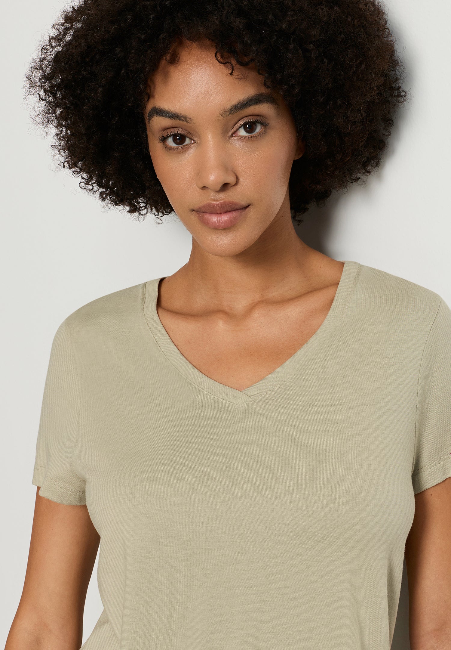Sleep And Lounge Relaxed V-Neck T-Shirt | Olive Stem 74842-2661