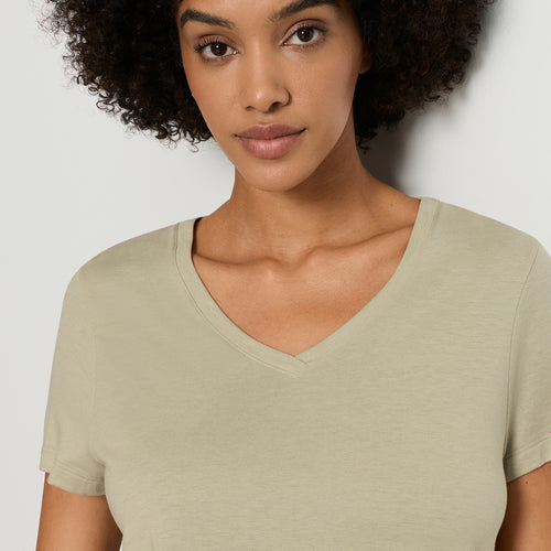 Sleep And Lounge Relaxed V-Neck T-Shirt | Olive Stem 74842-2661