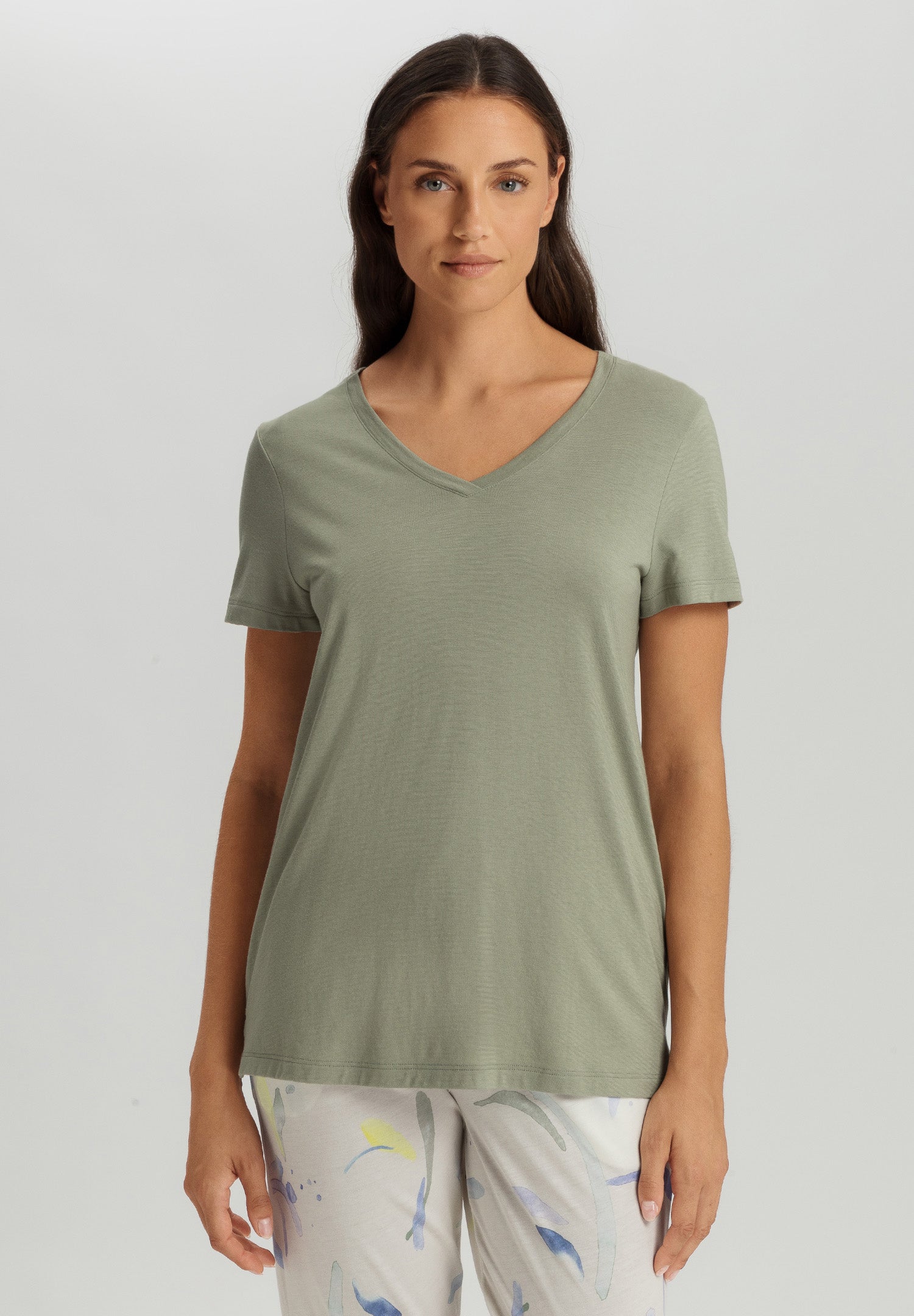 Sleep And Lounge Relaxed V-Neck Top | Crystal Green 74842-2732