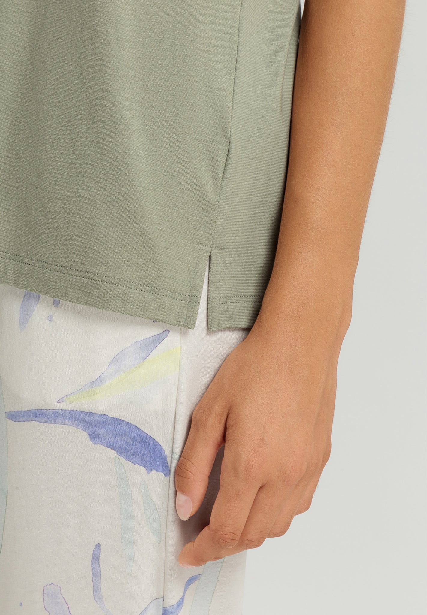 Sleep And Lounge Relaxed V-Neck Top | Crystal Green 74842-2732