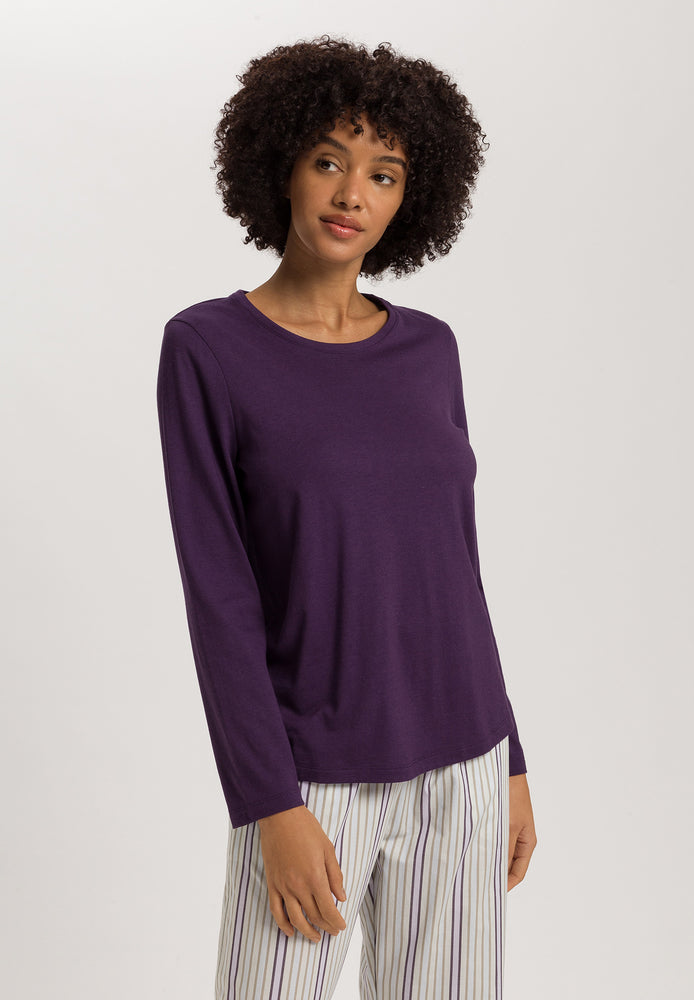 Sleep And Lounge Relaxed Round Neck Top | Amethyst 74844-2431 – HANRO