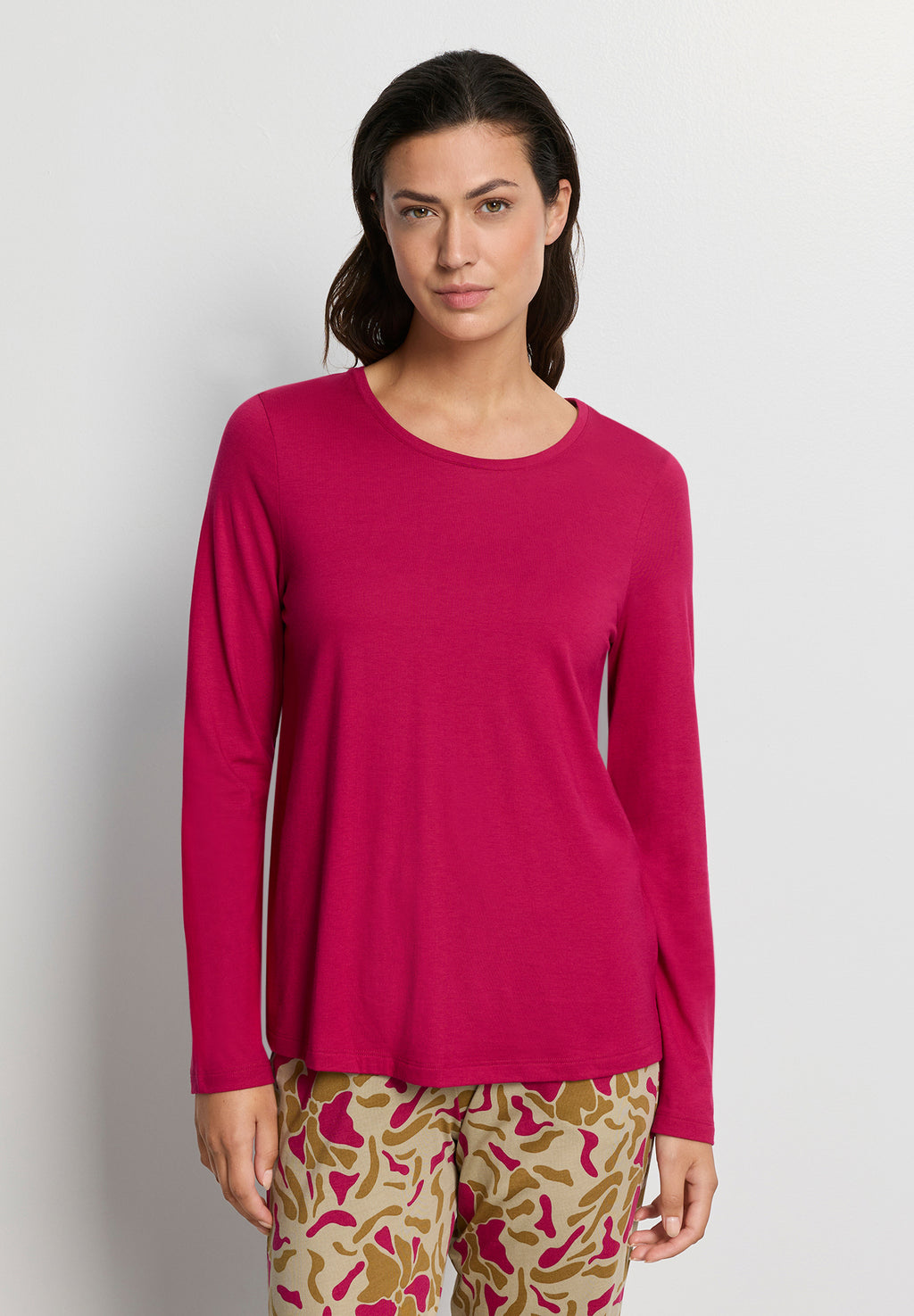 Sleep And Lounge Relaxed Round Neck Top | Light Sangria 74844-2465