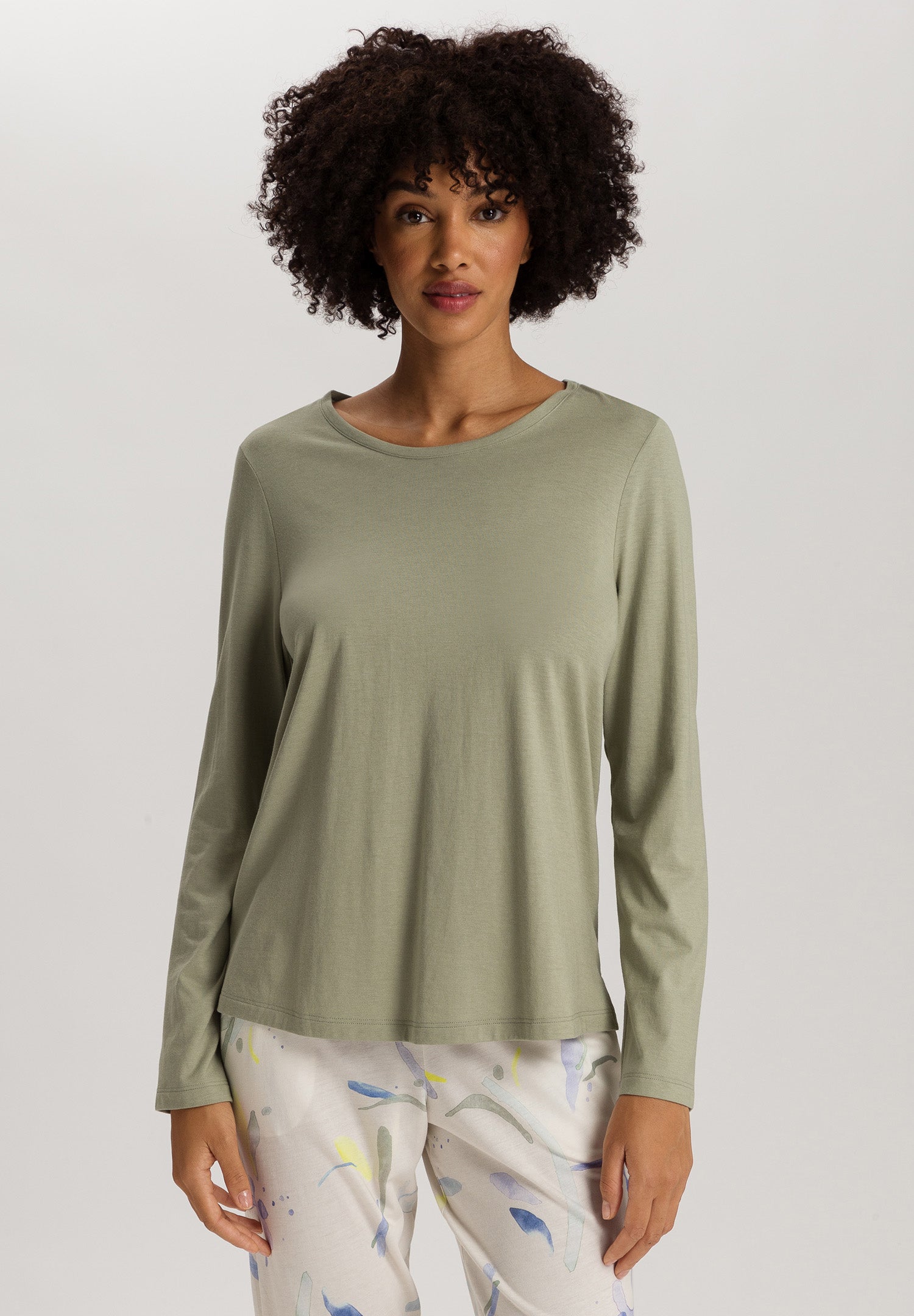 Sleep And Lounge Relaxed Round Neck Top | Crystal Green 74844-2732