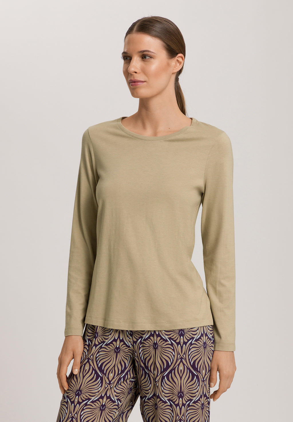 Sleep And Lounge Relaxed Round Neck Top | Lemon Pepper 74844-2810