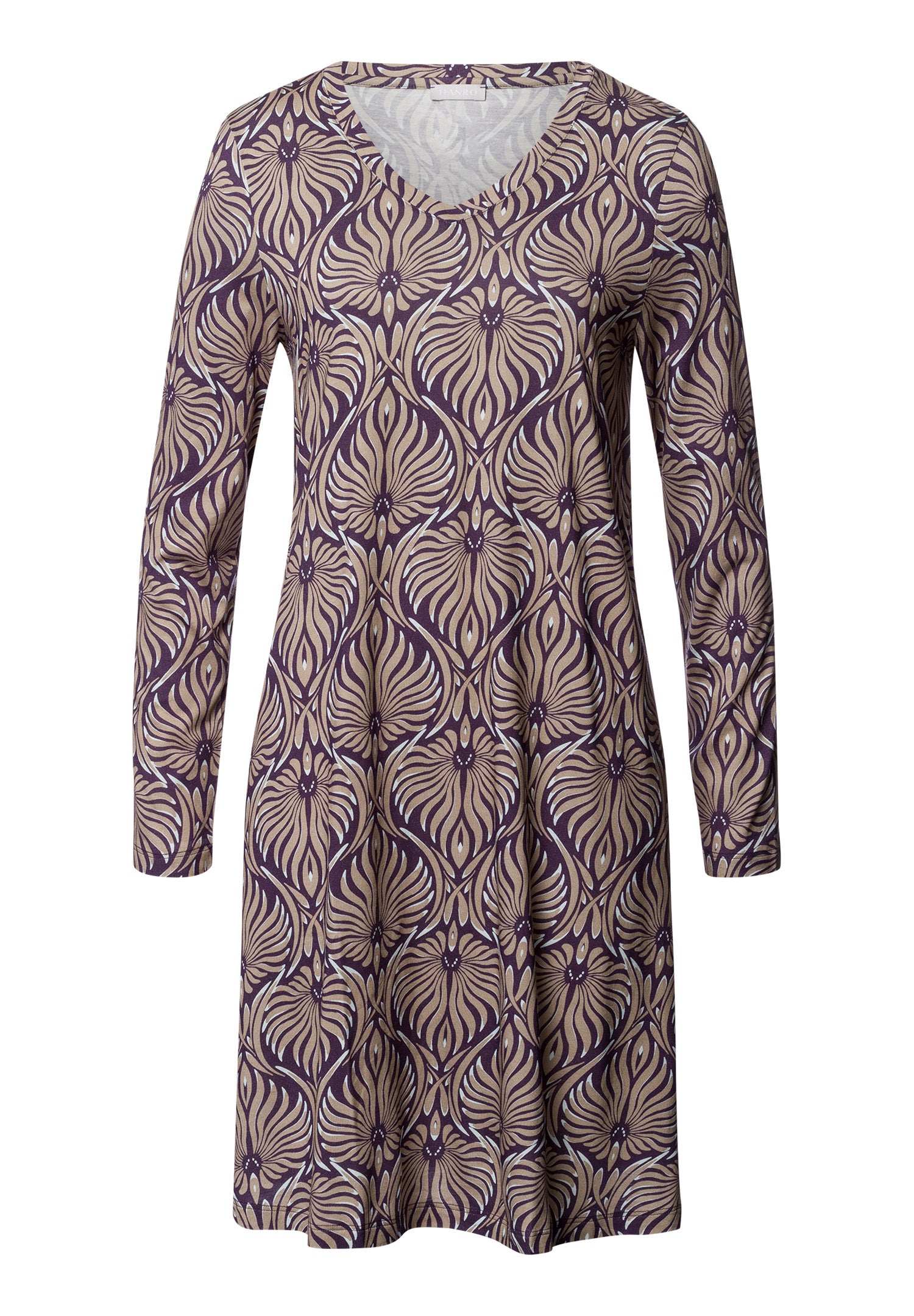 Sleep And Lounge Long Sleeve Nightgown 95cm | Amethyst Damask 74847-3049