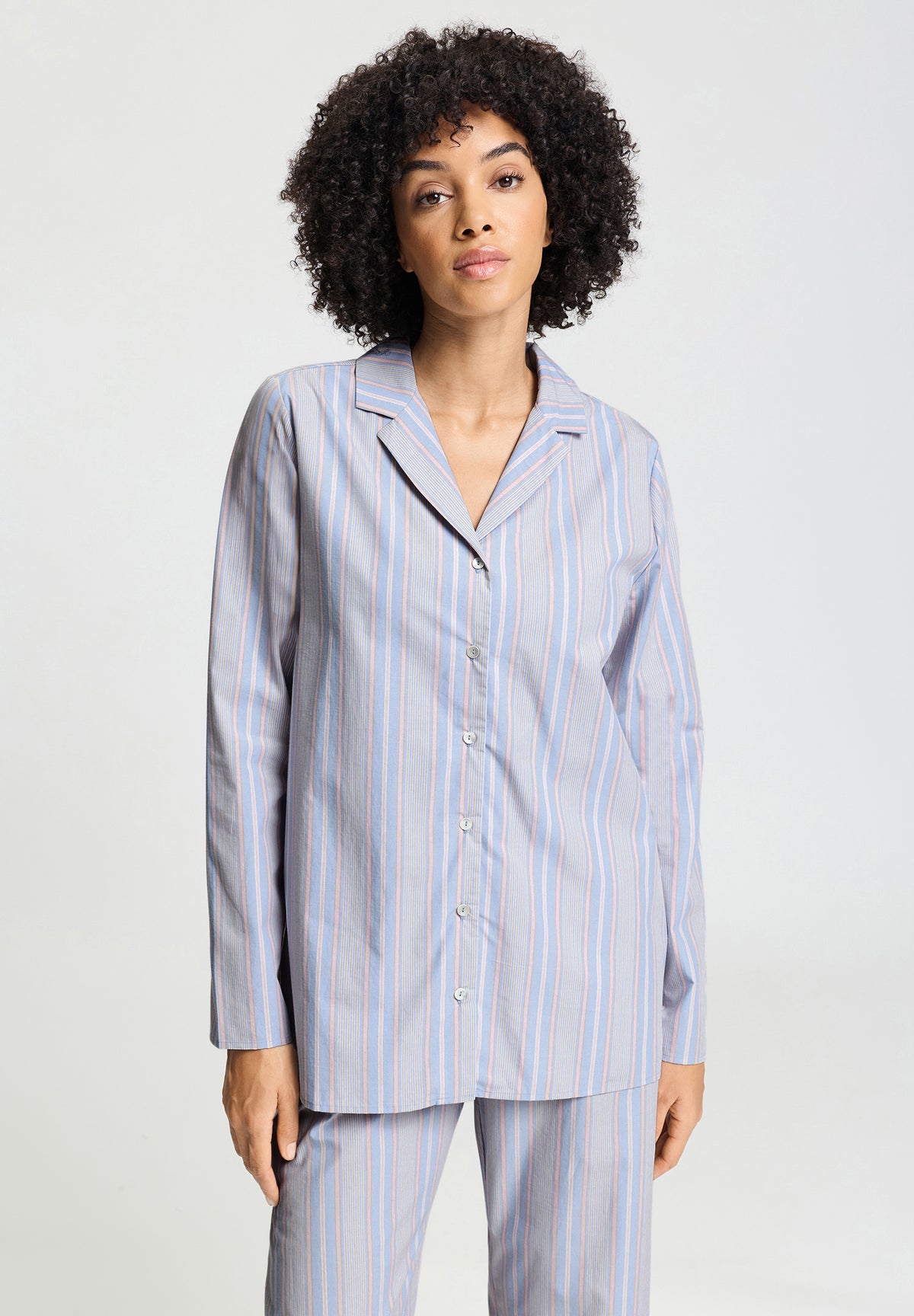 Sleep And Lounge Cotton Pajama Shirt | Lilian Stripes 74849-3157