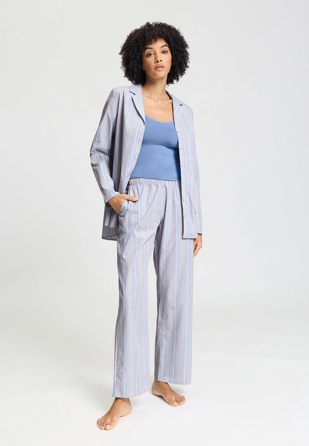 Sleep And Lounge Cotton Pajama Shirt | Lilian Stripes 74849-3157