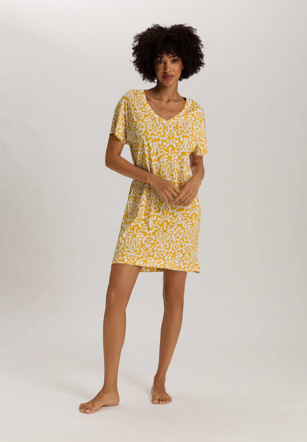 Sleep And Lounge Cotton V-Neck Nightdress 90cm | Golden Ornament 74855-3006