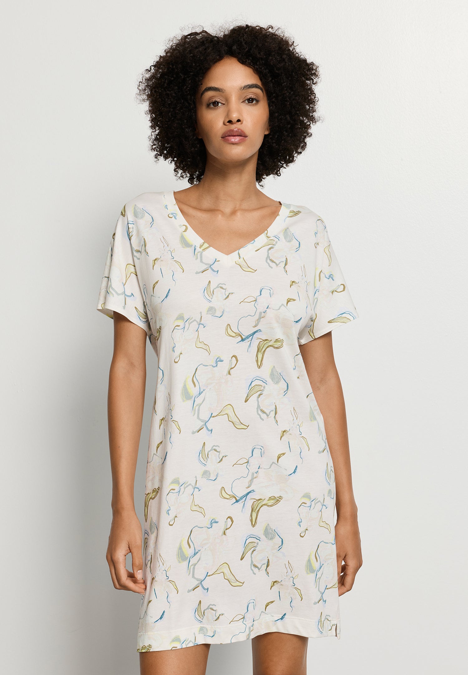 Sleep And Lounge Cotton V-Neck Nightdress 90cm | Flowing Paint 74855-3074