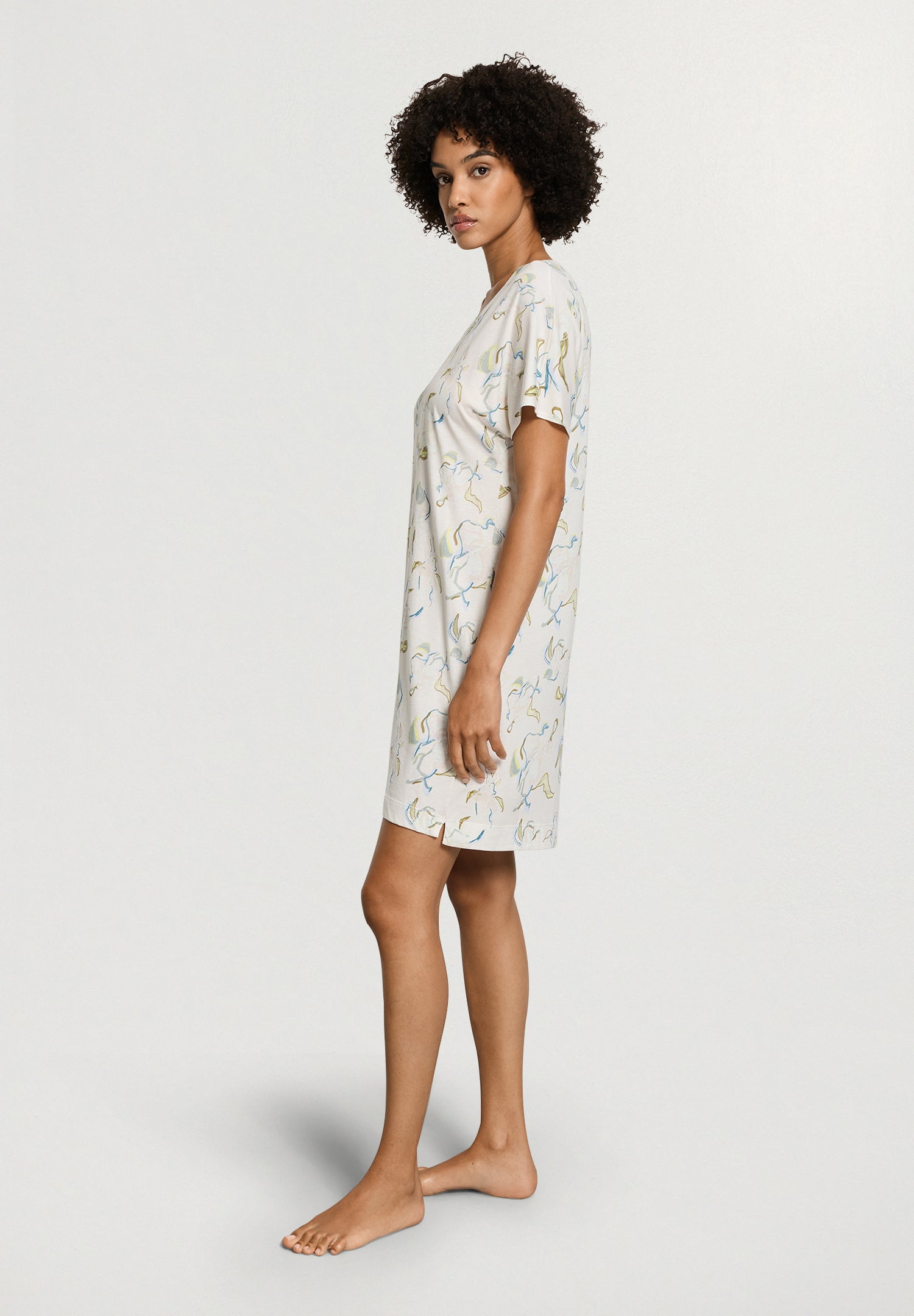 Sleep And Lounge Cotton V-Neck Nightdress 90cm | Flowing Paint 74855-3074