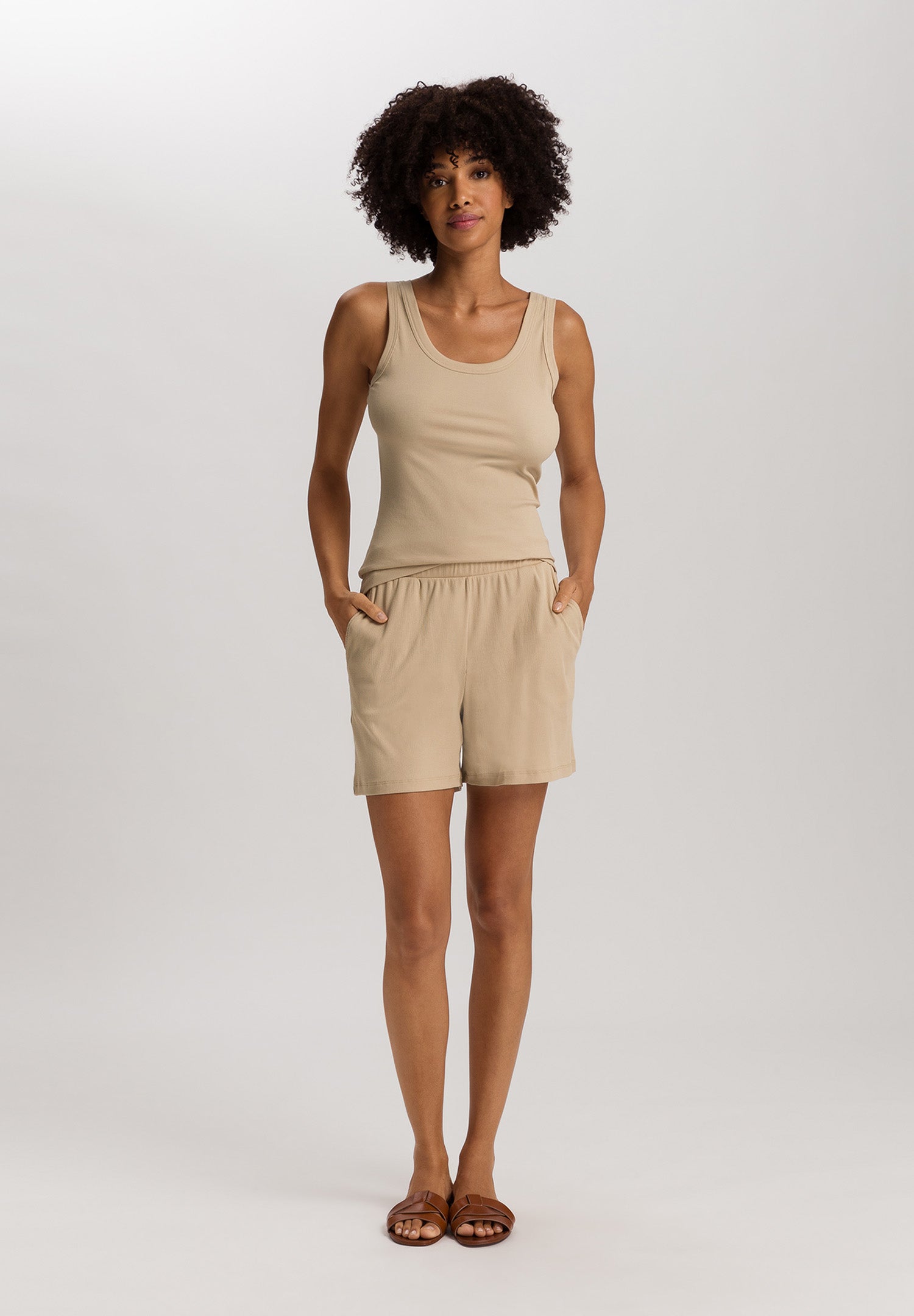 Sleep And Lounge Cotton Rib Shorts | Iced Cappuccino 74856-2846
