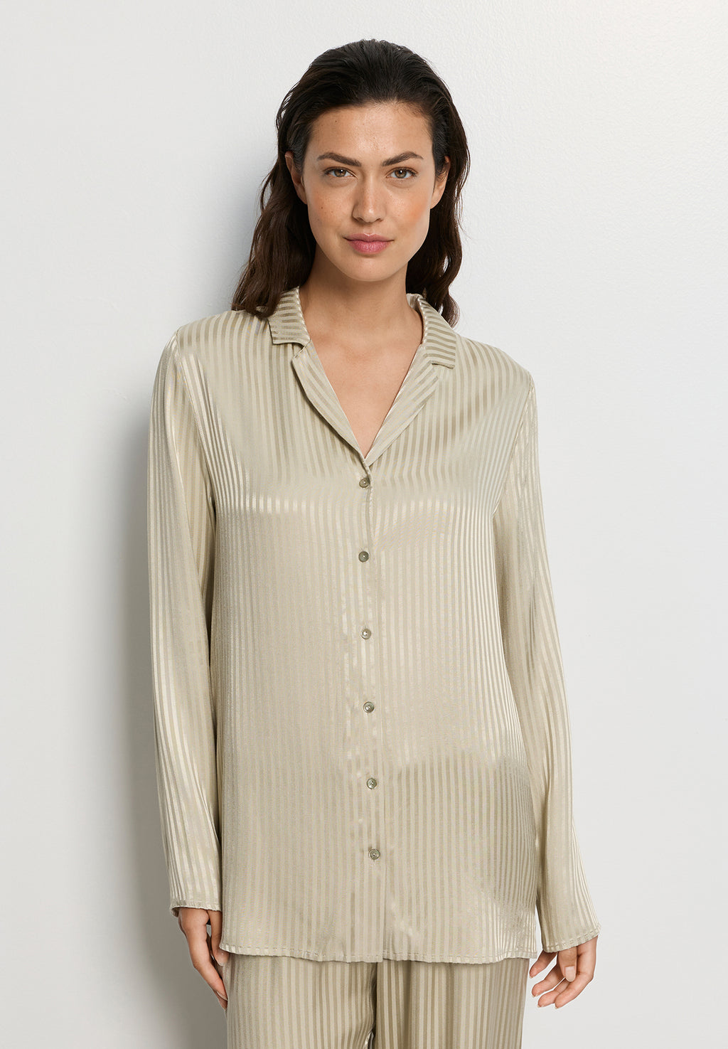 Sleep And Lounge Button Front Pajama Shirt | Olive Stem 74857-2661