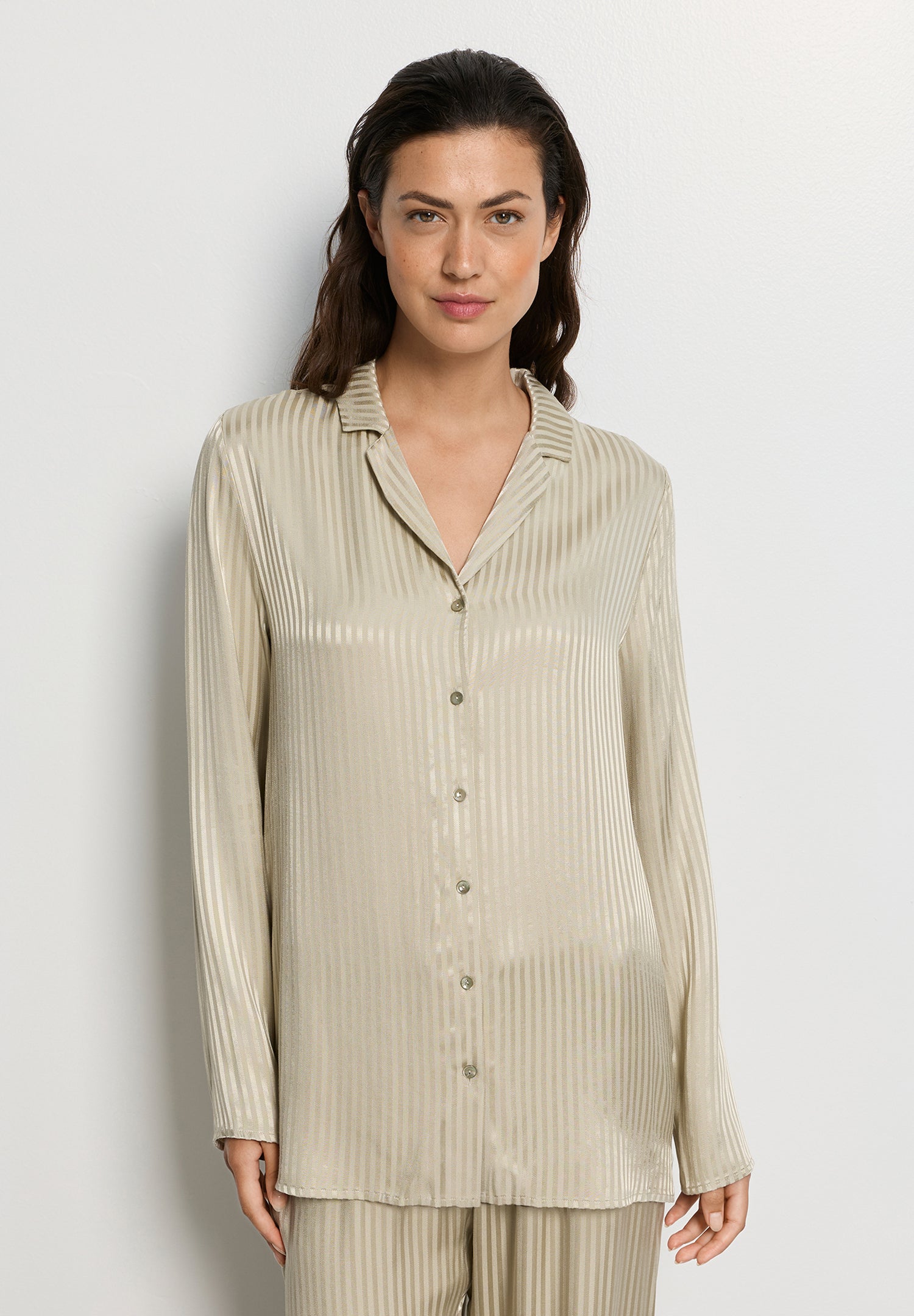 Sleep And Lounge Button Front Pajama Shirt | Olive Stem 74857-2661