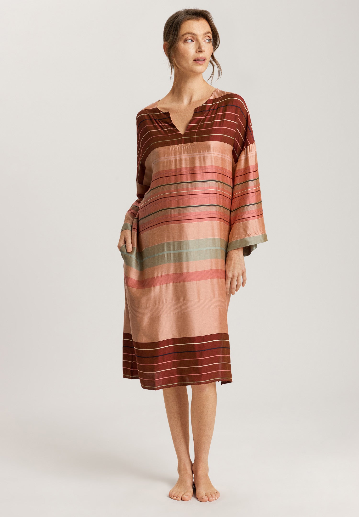 74860 Hannah Caftan - 2166 Earth Tanned Stripe