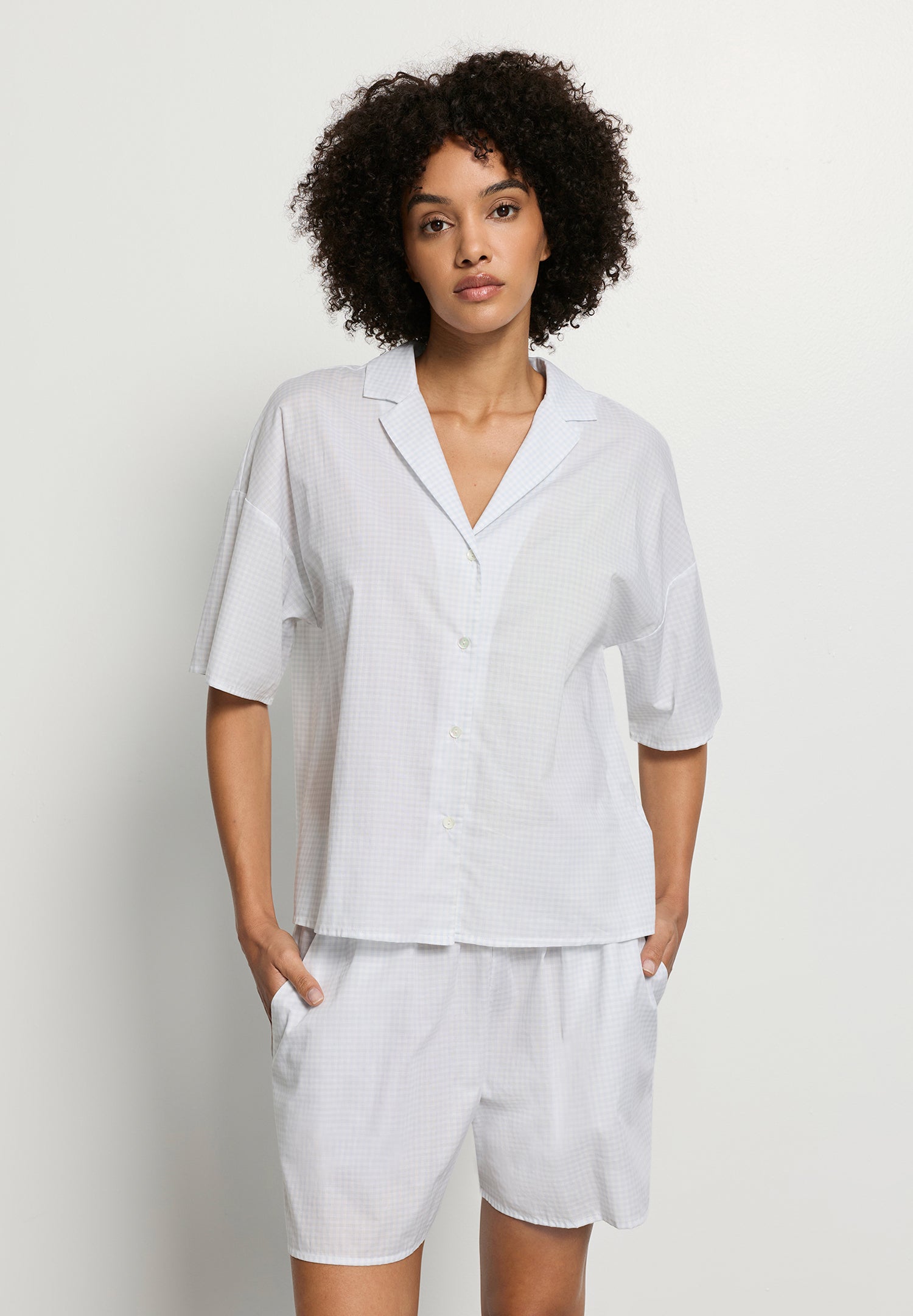 Sleep And Lounge Button Front Shirt | Squared Sky 74866-3079