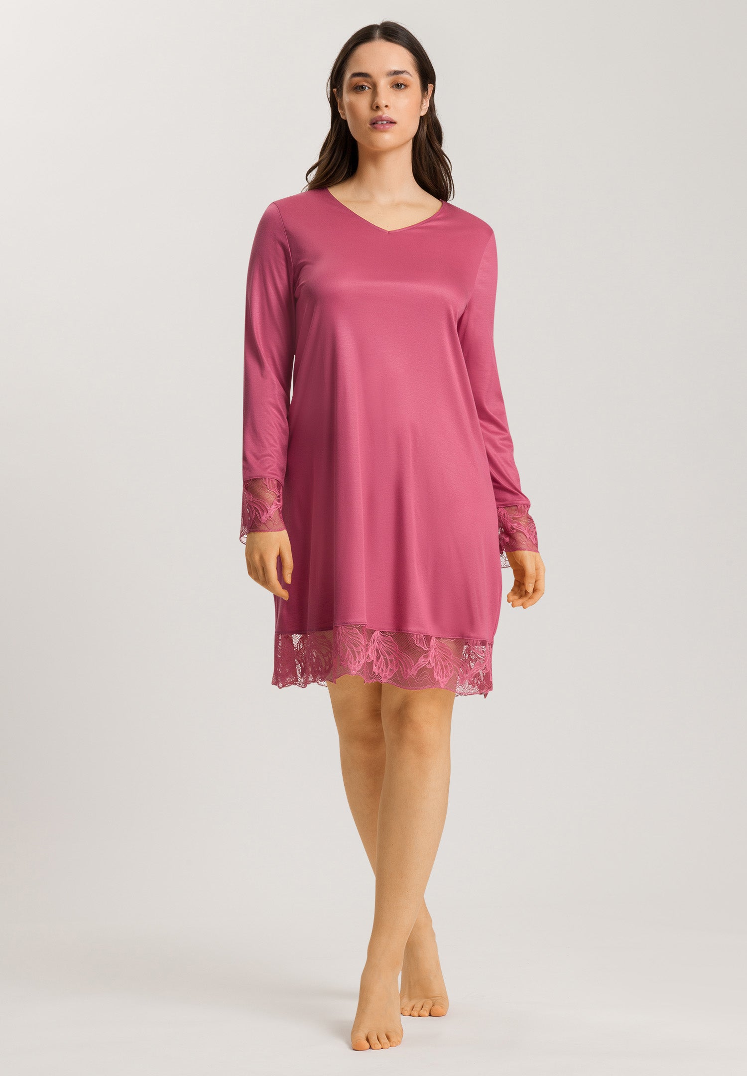 74885 Eva Long Sleeve Nightgown 95cm - 2414 Rose Wine