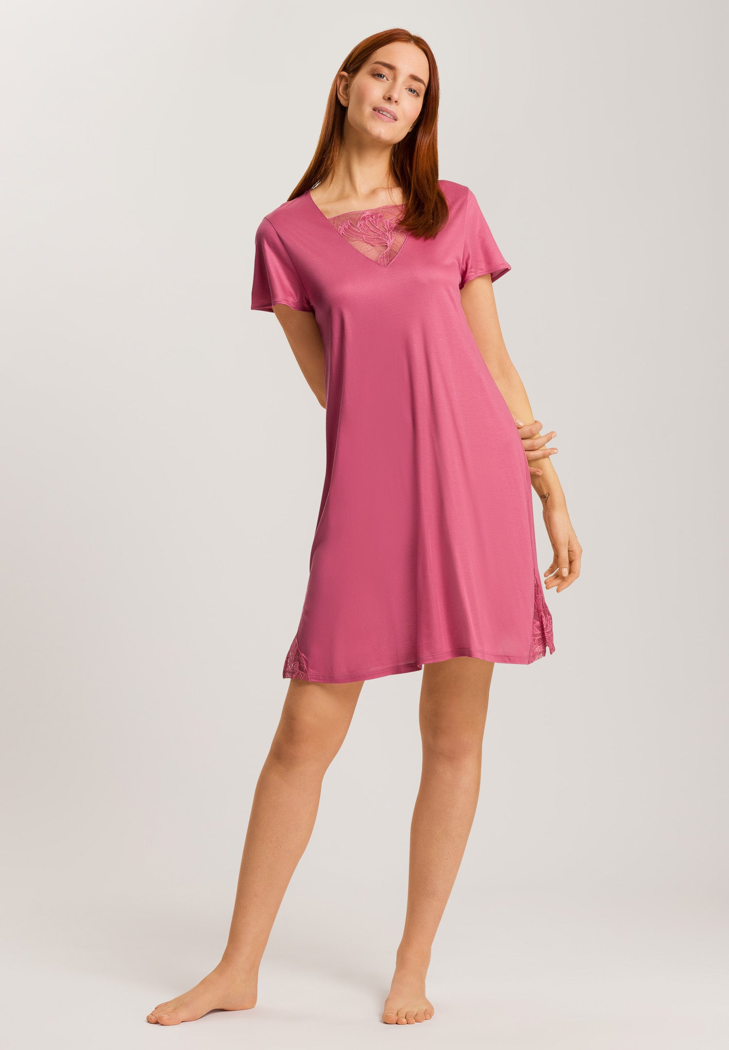 74886 Eva Short Sleeve Nightgown 95cm - 2414 Rose Wine