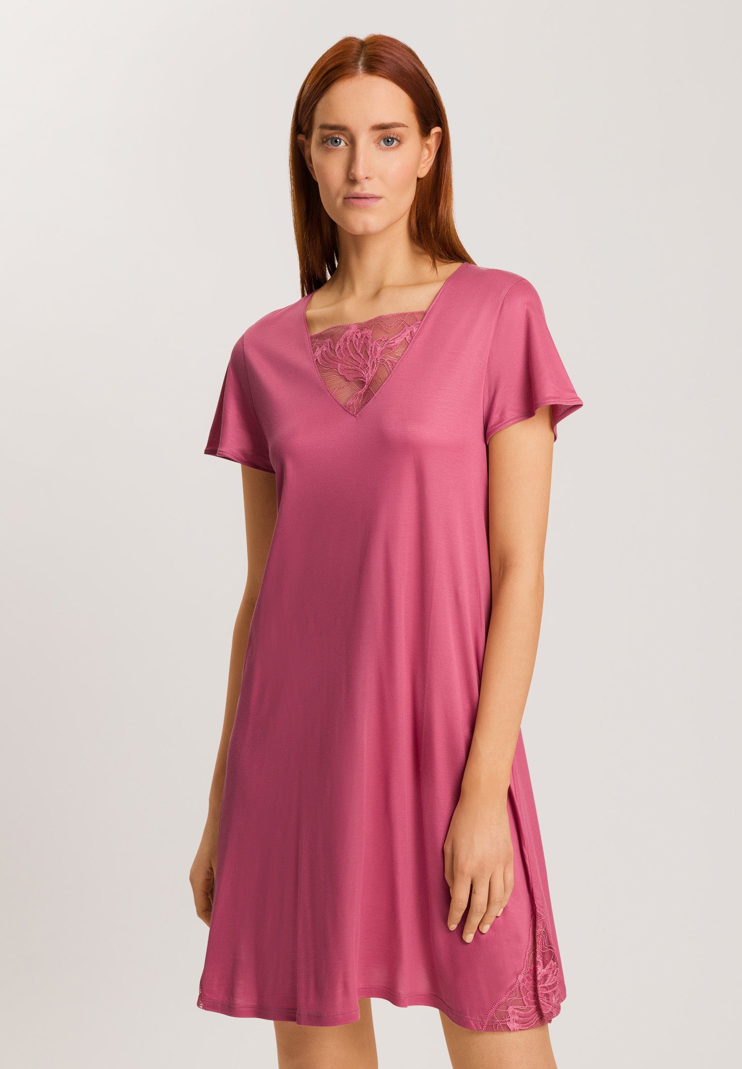 74886 Eva Short Sleeve Nightgown 95cm - 2414 Rose Wine