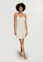 Natural Elegance Lace Trim V-Neck Chemise | Anthracite Melange 74901-3080