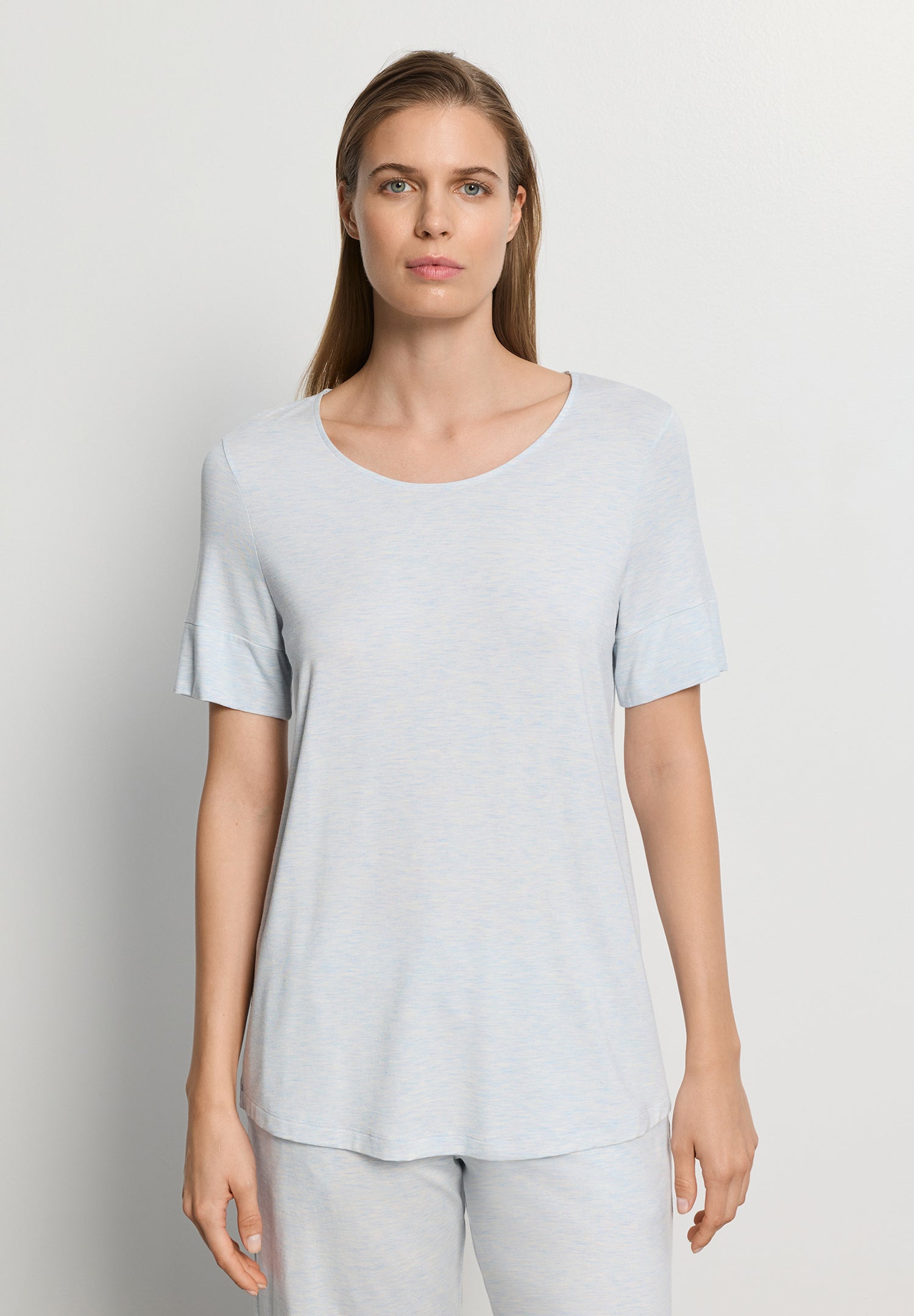 Natural Elegance Relaxed Round Neck Top | Anthra Mel 74902-3081