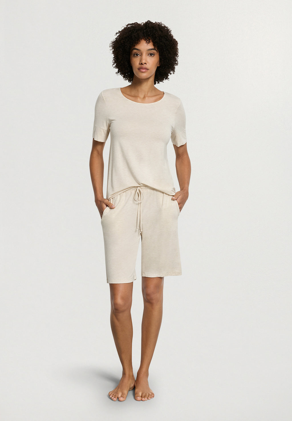 Natural Elegance Drawstring Lounge Shorts | Anthracite Melange 74903-3080