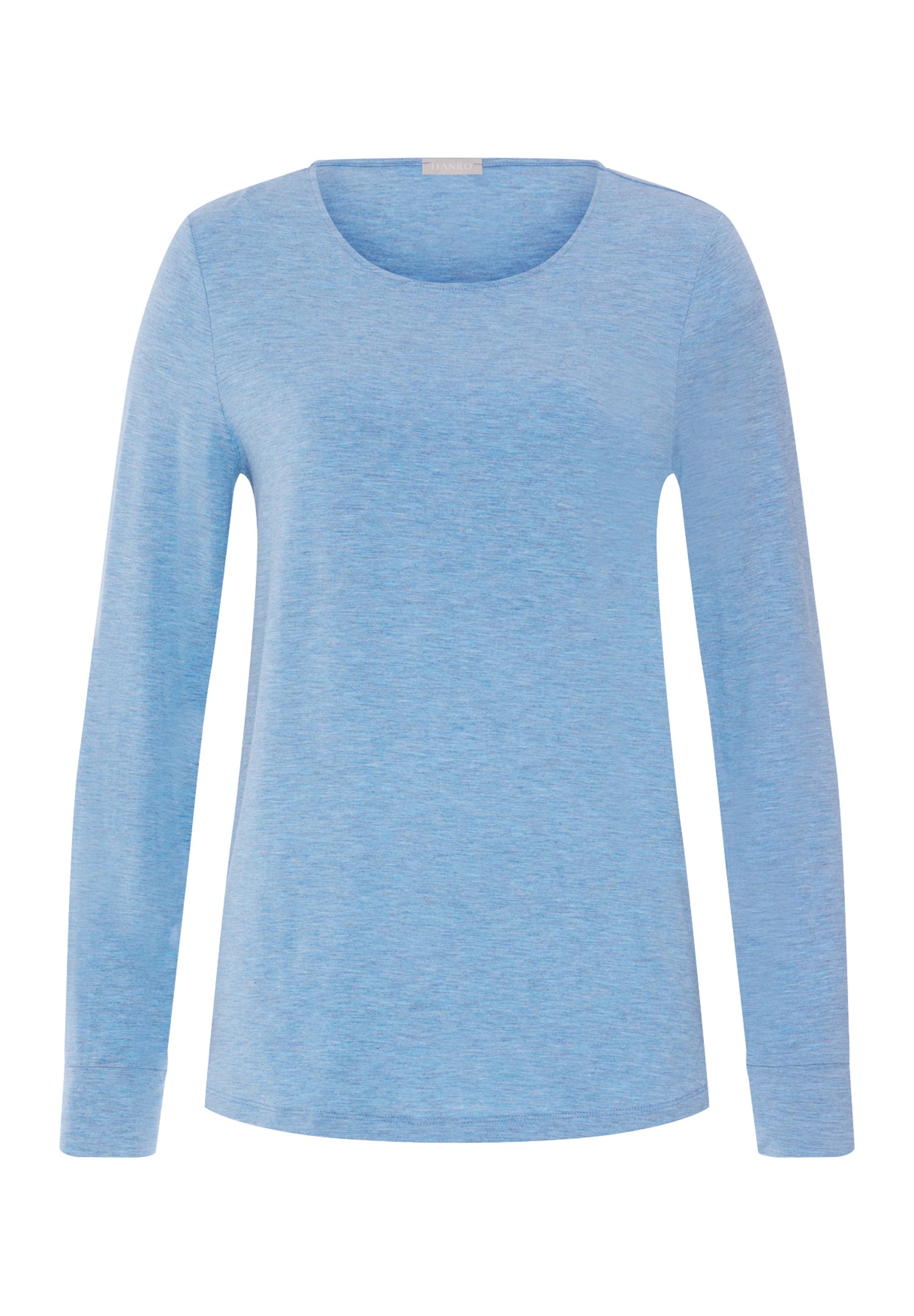 Natural Elegance Relaxed Round Neck Top | Bluebird Melange 74948-3160