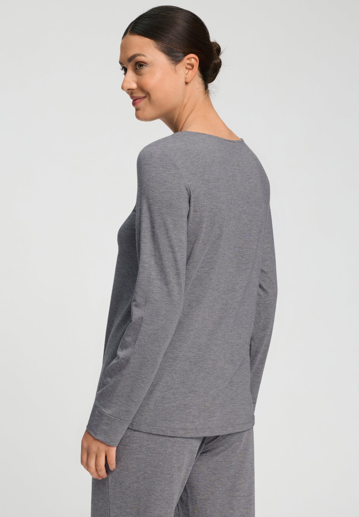Natural Elegance Relaxed Round Neck Top | Stone Melange 74948-3169