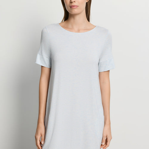 Natural Elegance Short Sleeve Nightdress 90cm | Watery Blue Melange 74949-3081
